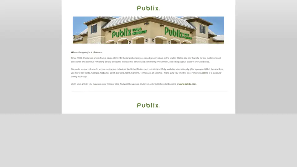A screenshot of the publix homepage