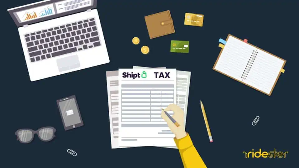 vector graphic showing various elements and documents of shipt tax process