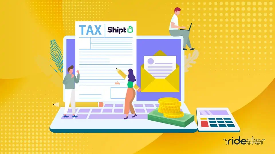 vector graphic showing various elements and documents of shipt tax process
