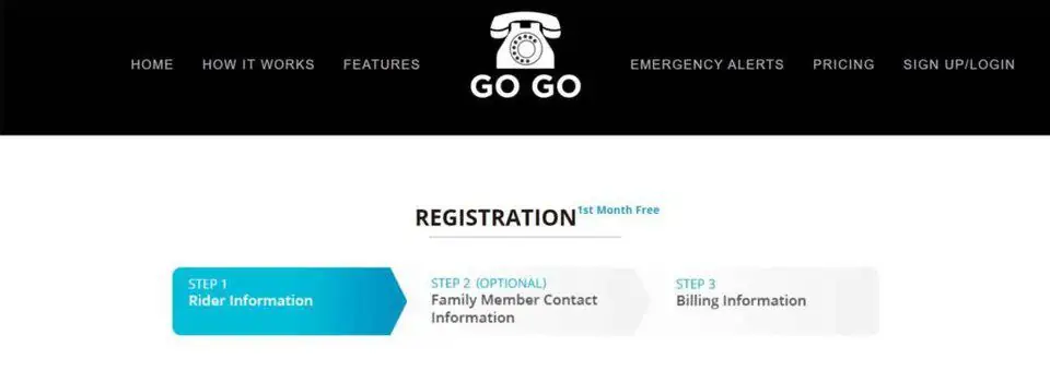 screenshot of the gogograndparent sign up page