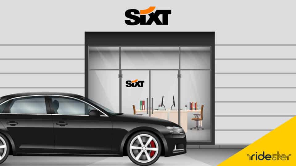 vector graphic showing a sixt vehicle outside of the pickup point