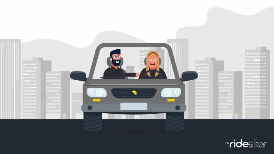 vector graphic showing an illustration of an uber driver sexually assaulted in a car