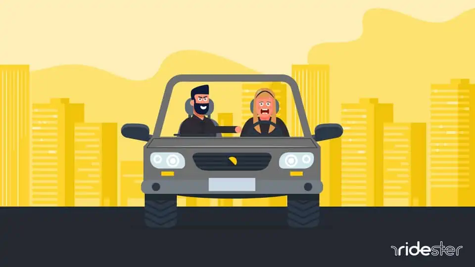 vector graphic showing an illustration of an uber driver sexually assaulted in a car