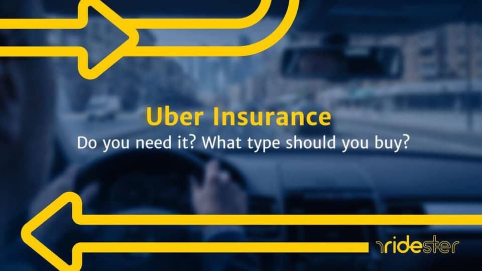an image that shows the words "Uber insurance" in text against a ridester-themed background