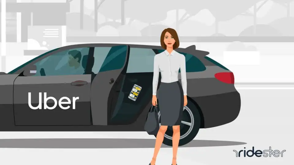 vector graphic showing a person getting out of an uber vehicle and leaving their phone behind - needing to use Uber lost and found features