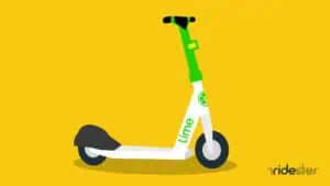 vector graphic showing an uber scooter standing up on a kickstand against a plain background
