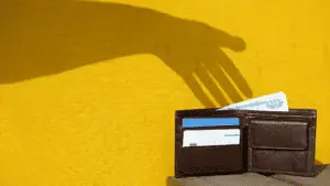 image showing a shadow of a hand reaching into a wallet as if to take money from the wallet - header graphic for tip baiting post on ridester.com