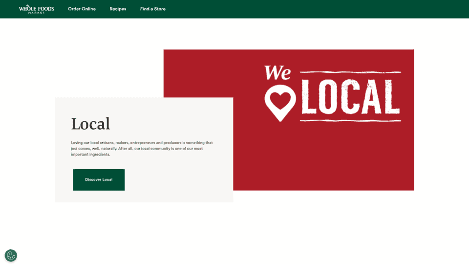 A screenshot of the whole foods homepage