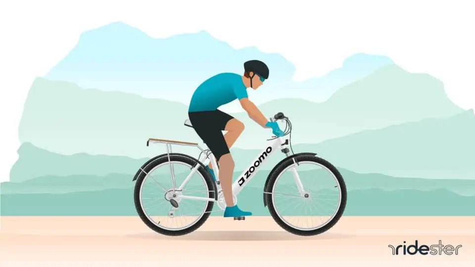 vector graphic showing a man on a zoomo bike